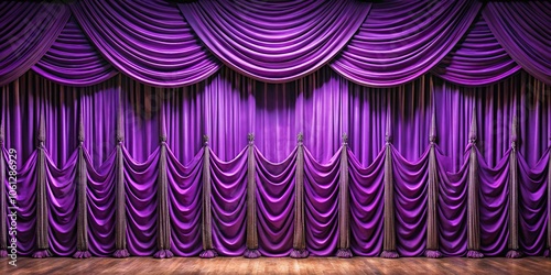 theater stage curtain in royal purple photo