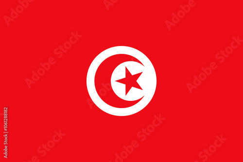 The national flag of Tunisia. Tunisia flag icon vector illustration. An illustration of the Tunisia flag.