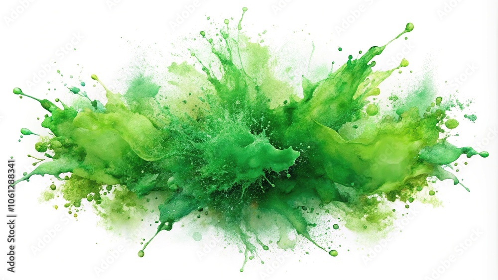 Wide-angle green abstract splash isolated on white background Wide-angle green abstract splash isolated on white background