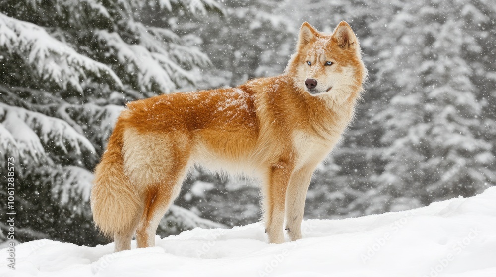 Obraz premium Majestic Wolf in Snowy Winter Landscape