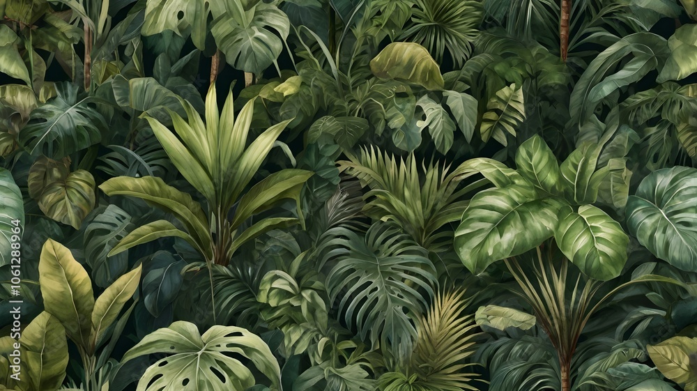 green tropical leaves background. generative ai green tropical leaves background. generative ai