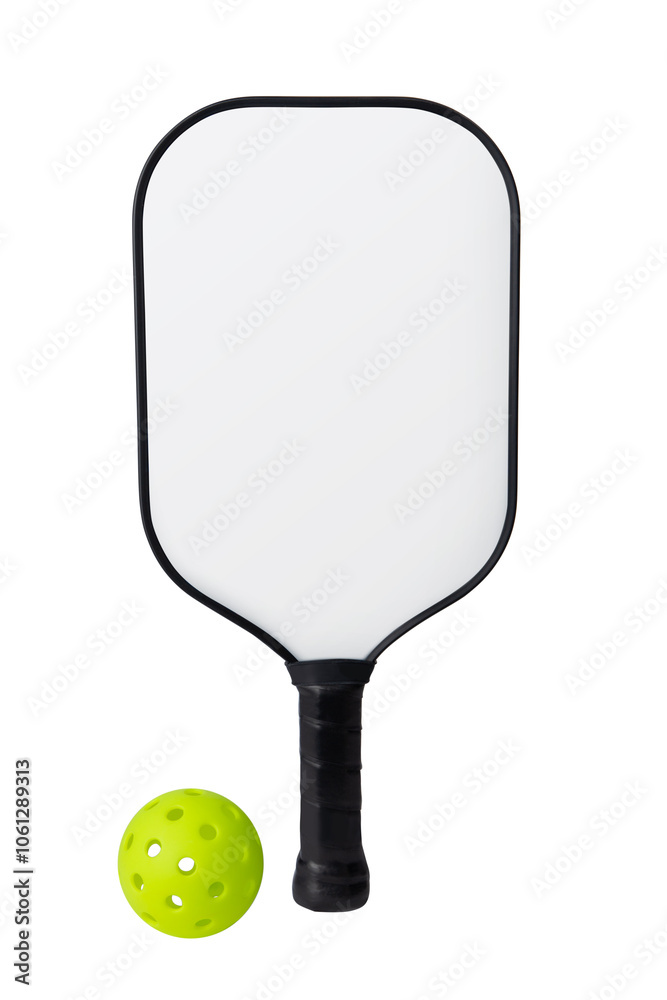 Pickleball Paddle and Ball on a white background Pickleball Paddle and Ball on a white background