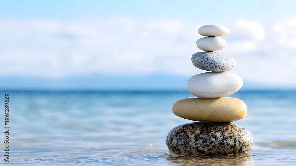 Stack smooth stones to create balance Stack smooth stones to create balance