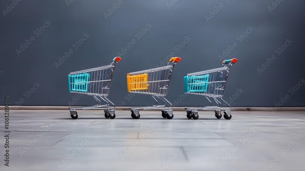 Shopping carts line up for customer convenience Shopping carts line up for customer convenience