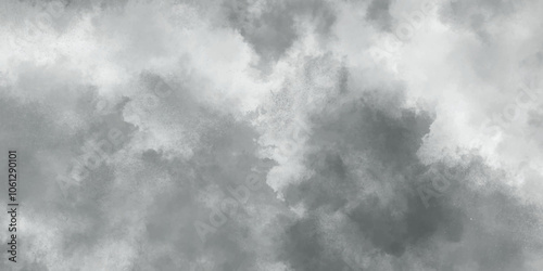 Abstract white and gray isolated cloud cumulus clouds. Gray aquarelle painted realistic fog or mist smoky textured canvas design. White and ash messy wall stucco texture background.	
