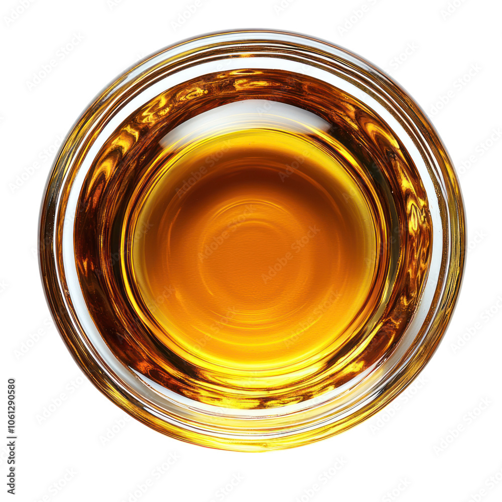 Golden Liquid in Glass Bowl on Transparent Background Golden Liquid in Glass Bowl on Transparent Background