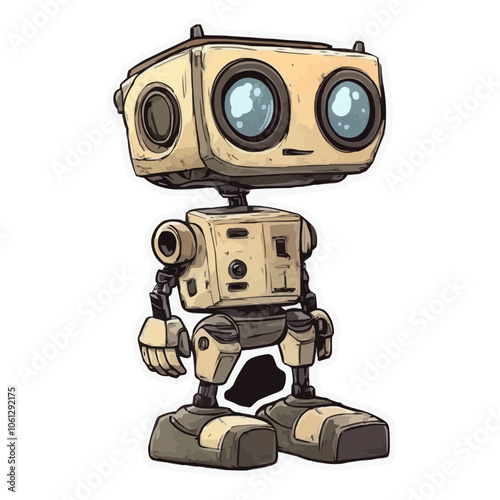 High-Quality Robot Character Illustration: Downloadable Vector Graphic