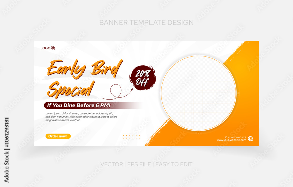 Fototapeta premium Template design Food banner for promotion. eateries, restaurant, cafe and more purpose promotion