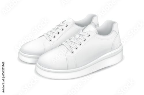 Wallpaper Mural Contemporary sneakers realistic vector illustration. Dynamic footwear with minimalistic design for active lifestyle 3d model on white background Torontodigital.ca