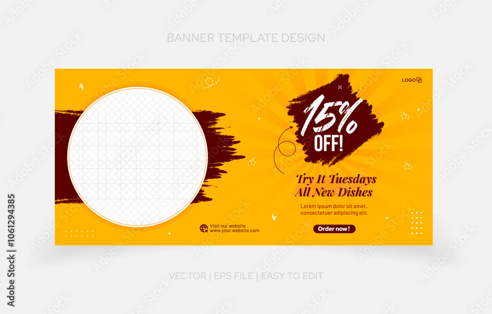 Fototapeta premium Template design Food banner for promotion. eateries, restaurant, cafe and more purpose promotion