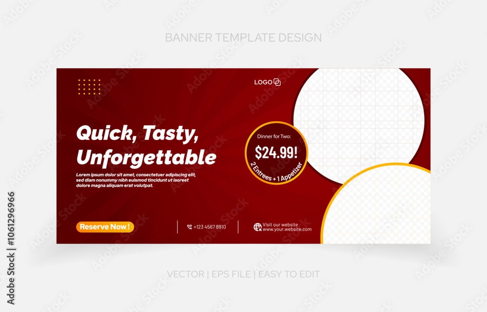 Fototapeta premium Template design Food banner for promotion. eateries, restaurant, cafe and more purpose promotion
