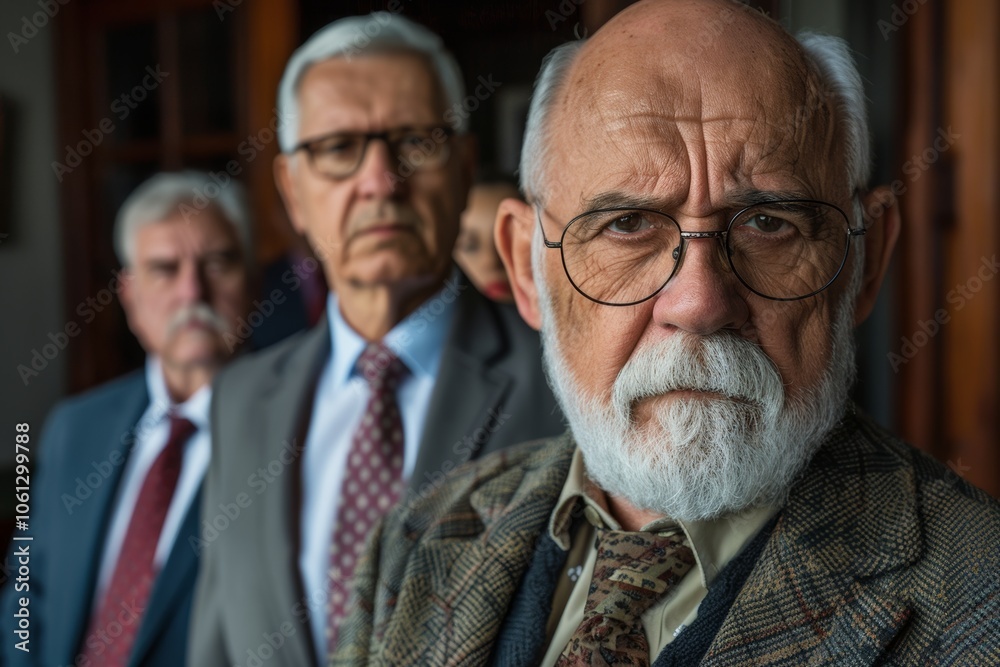 Portrait of a senior businessman with his team in the background. Portrait of a senior businessman with his team in the background.