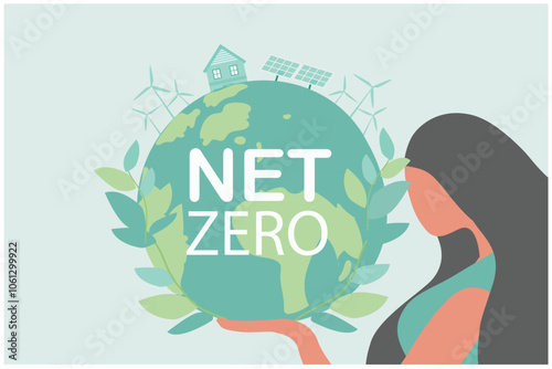 Net zero and carbon neutral concept. Low carbon economy, Decarbonization and emissions, Energy sustainable, Reduce CO2 emission, Green technology,