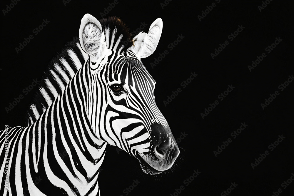 Fototapeta premium detailed zebra stripe pattern closeup, dramatic contrast
