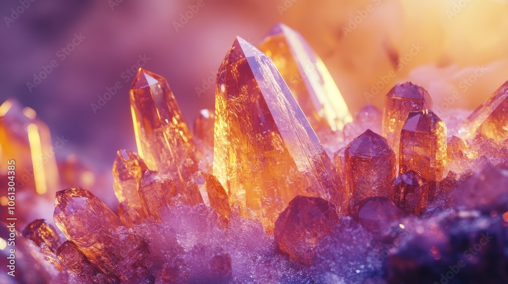 Detailed close-up of crystal formations, showcasing the sparkling beauty and natural wonder of gemstones Detailed close-up of crystal formations, showcasing the sparkling beauty and natural wonder of gemstones