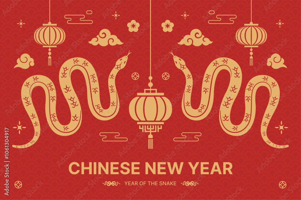 Vector chinese new year 2025 year of snake, new year and traditional festival concept, greeting card and background Vector chinese new year 2025 year of snake, new year and traditional festival concept, greeting card and background