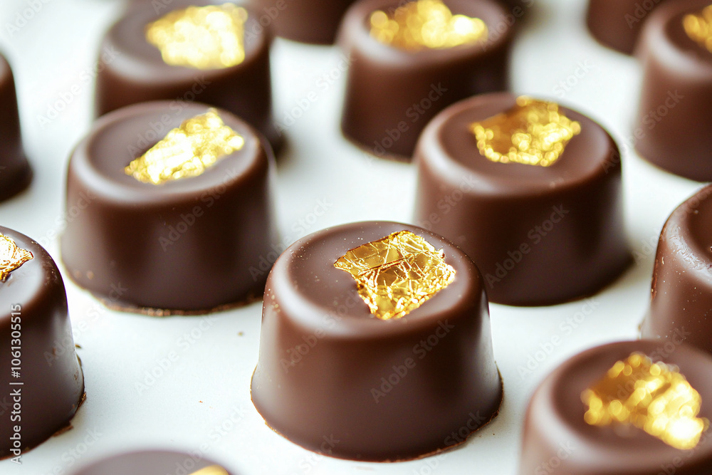 artisanal chocolate bonbons with gold leaf detail