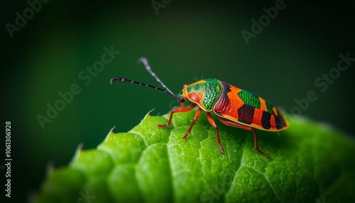 Vibrant Ladybug Explores Lush Green Leaf