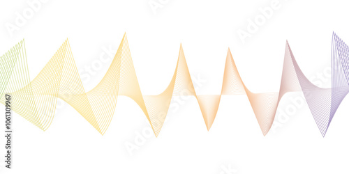 Abstract multicolor gradient wave lines vector background, twisted curve lines and blend effect, frequency sound wave lines, 3d contour line patterned background illustration. 