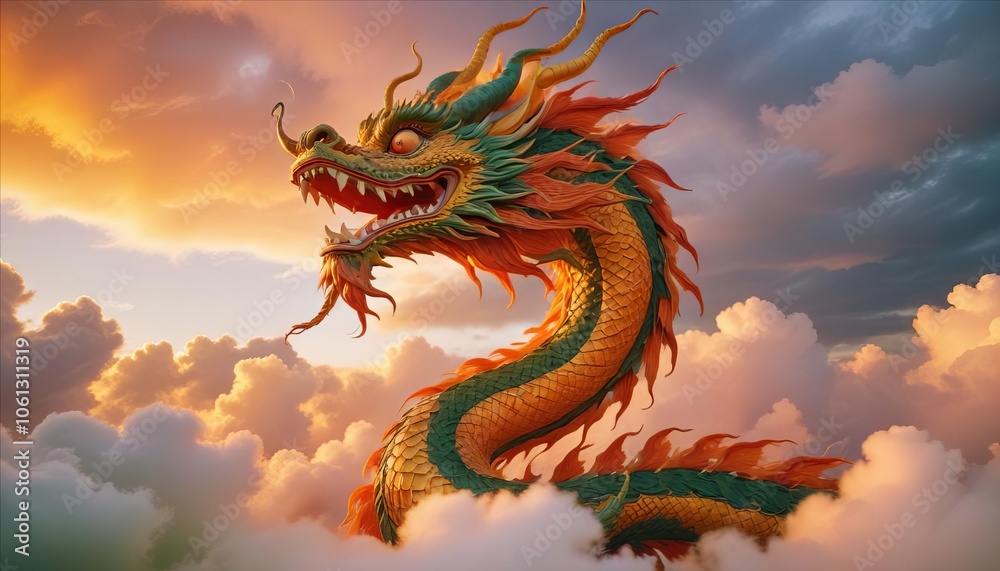 Obraz premium chinese dragon statue in the temple