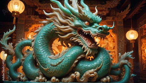 chinese dragon statue in temple