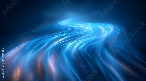 Abstract Blue Swirling Background with Glowing Lines