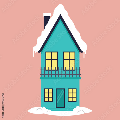 Home Or Residence With Warm Light And Winter Christmas Season