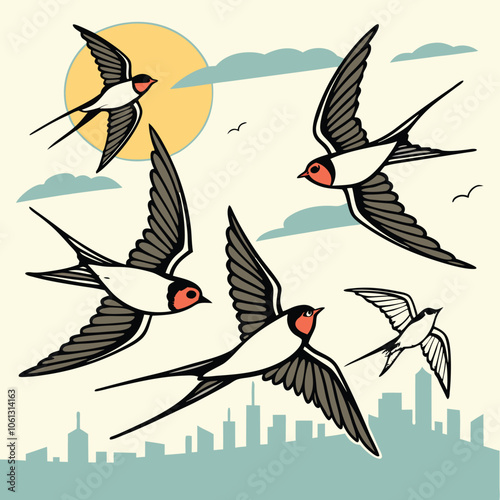 vector illustration of an abstract background with birds