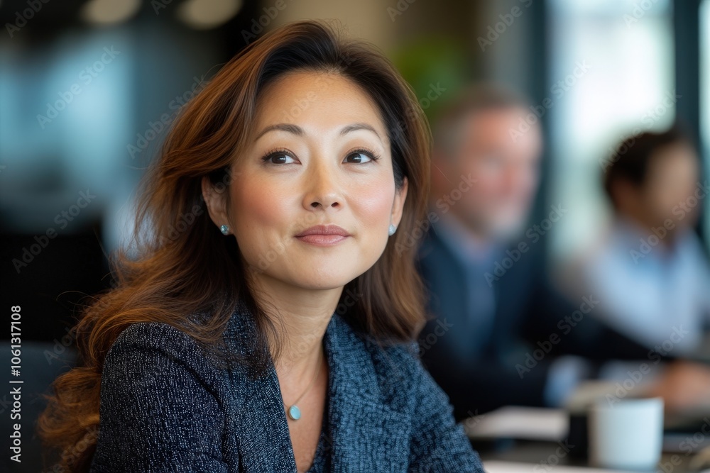 Beautiful Woman in Office Setting with Natural Expression Beautiful Woman in Office Setting with Natural Expression