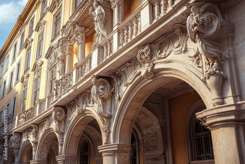 Wallpaper Mural Ornate Architectural Details of a Historic Building with Arches and Statues Torontodigital.ca