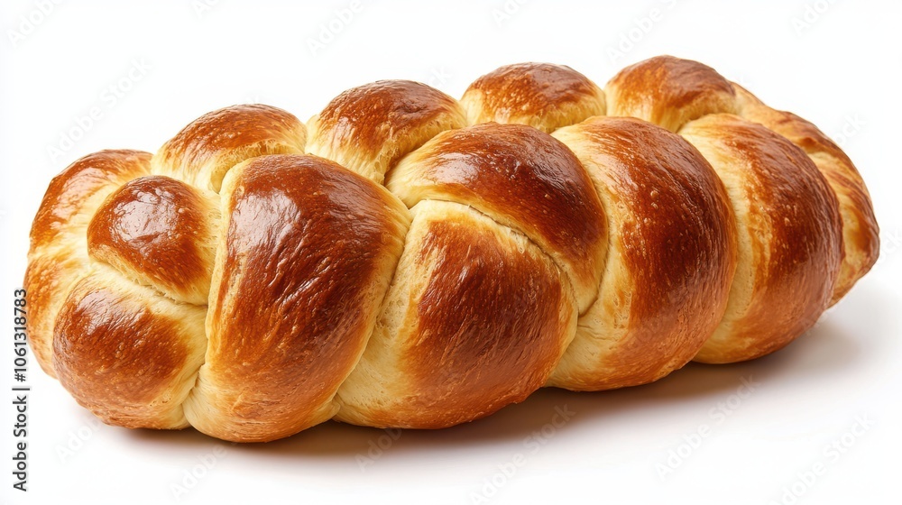 A round loaf of challah bread with a braided design, representing Shabbat and Rosh Hashanah, isolated on a clean white background. A round loaf of challah bread with a braided design, representing Shabbat and Rosh Hashanah, isolated on a clean white background.