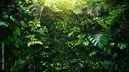 Vertical garden in a modern interior, eco-friendly design with air-purifying plants, vibrant foliage creating clean air ambiance, soft ambient light, highly detailed and realistic. --ar 16:9 photo