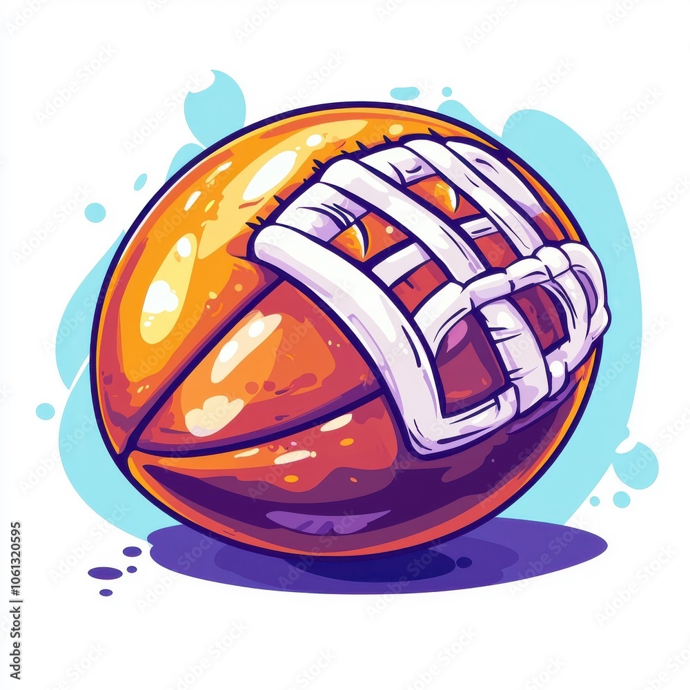 Flat style illustration of an American football ball isolated on a white background.