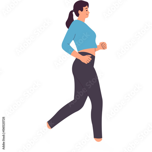Person Running Cartoon Character. Healthy Activities. Vector Illustration.
