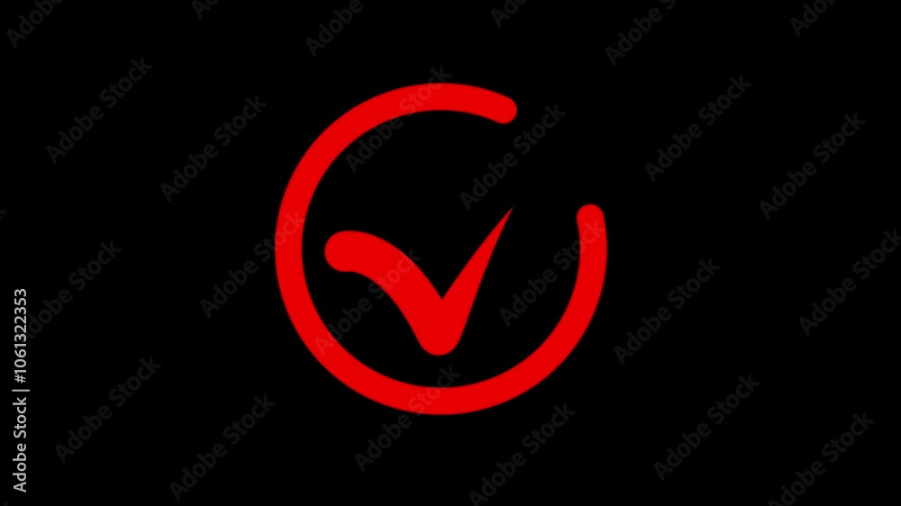 red checkmark symbol yes approve choice, red tick doodle, hand drawn check mark animation ' Check mark brush paint style symbol animation on black background, check icon, red checkmark, check box. red checkmark symbol yes approve choice, red tick doodle, hand drawn check mark animation ' Check mark brush paint style symbol animation on black background, check icon, red checkmark, check box.