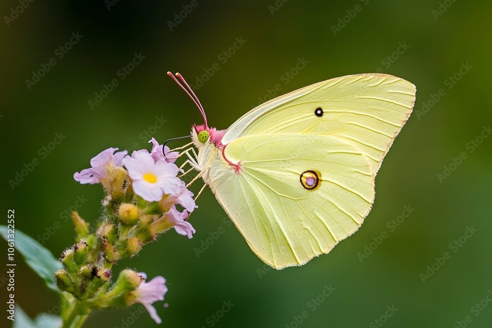 Butterfly feeds on colorful flower nectar Butterfly feeds on colorful flower nectar