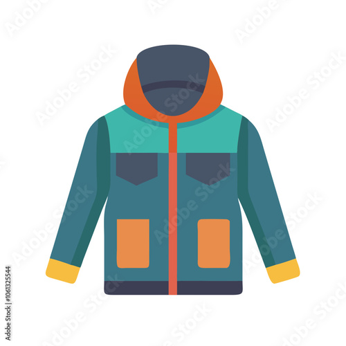 anorak  vector icon, dress icon, vector clothing icon - simple vector illustration of a anorak , in a simple and clean style, for business and fashion graphics. clothing flat illustration.