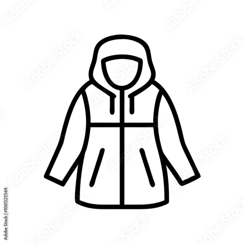 anorak  vector icon, dress icon, vector clothing icon - simple vector illustration of a anorak , in a simple and clean style, for business and fashion graphics. clothing flat illustration.