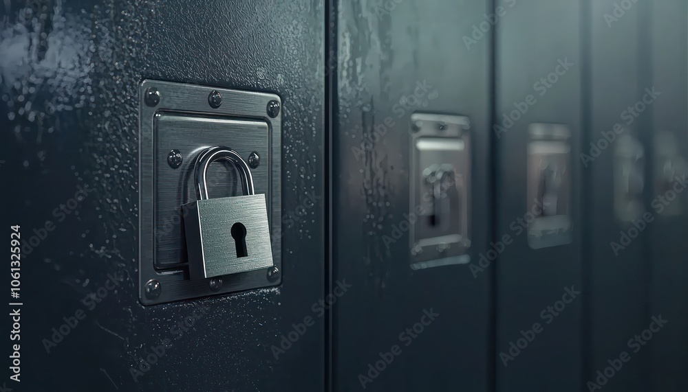 Detailed 3D icon of a personal storage locker, secure with a padlock. Detailed 3D icon of a personal storage locker, secure with a padlock.