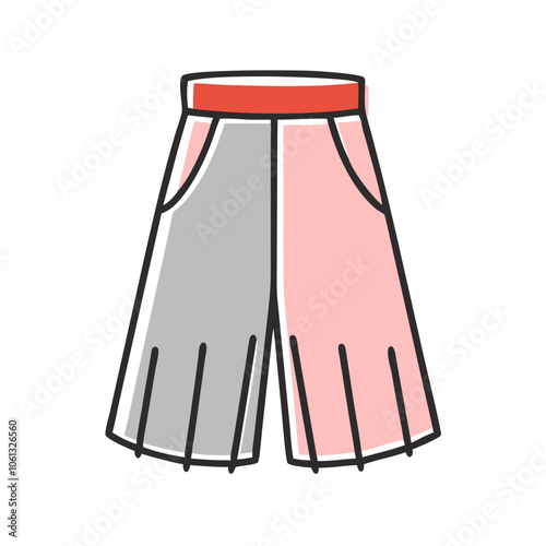 culottes  vector icon, dress icon, vector clothing icon - simple vector illustration of a culottes , in a simple and clean style, for business and fashion graphics. clothing flat illustration.