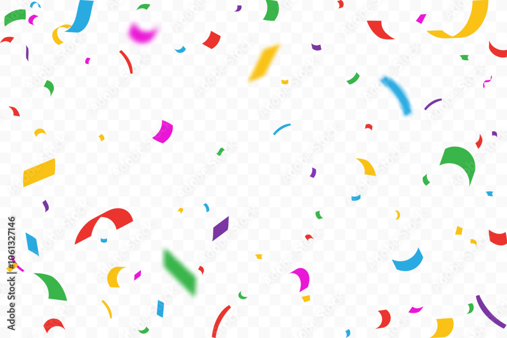 Celebration background template with colorful confetti and ribbons. Bright falling tinsel. Celebration background template with colorful confetti and ribbons. Bright falling tinsel.