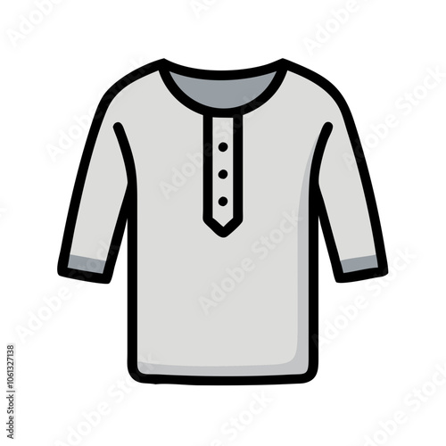 henley shirt  vector icon, dress icon, vector clothing icon - simple vector illustration of a henley shirt , in a simple and clean style, for business and fashion graphics. clothing flat illustration.