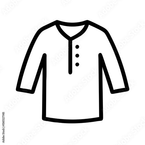 henley shirt  vector icon, dress icon, vector clothing icon - simple vector illustration of a henley shirt , in a simple and clean style, for business and fashion graphics. clothing flat illustration.