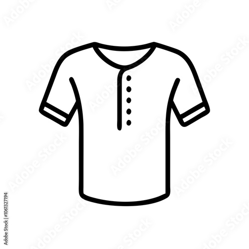 henley shirt  vector icon, dress icon, vector clothing icon - simple vector illustration of a henley shirt , in a simple and clean style, for business and fashion graphics. clothing flat illustration.
