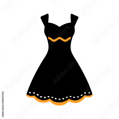 lace dress  vector icon, dress icon, vector clothing icon - simple vector illustration of a lace dress , in a simple and clean style, for business and fashion graphics. clothing flat illustration.