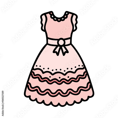 lace dress  vector icon, dress icon, vector clothing icon - simple vector illustration of a lace dress , in a simple and clean style, for business and fashion graphics. clothing flat illustration.