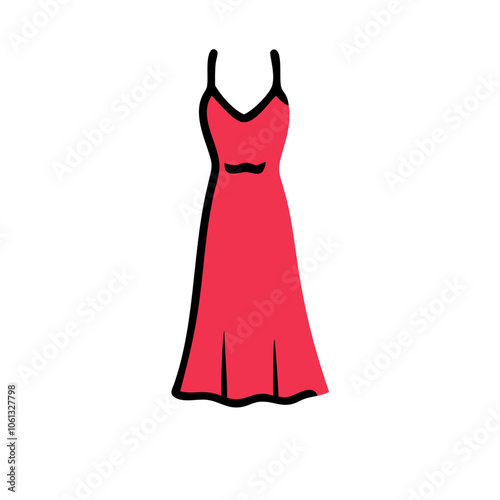 maxi dress  vector icon, dress icon, vector clothing icon - simple vector illustration of a maxi dress , in a simple and clean style, for business and fashion graphics. clothing flat illustration.