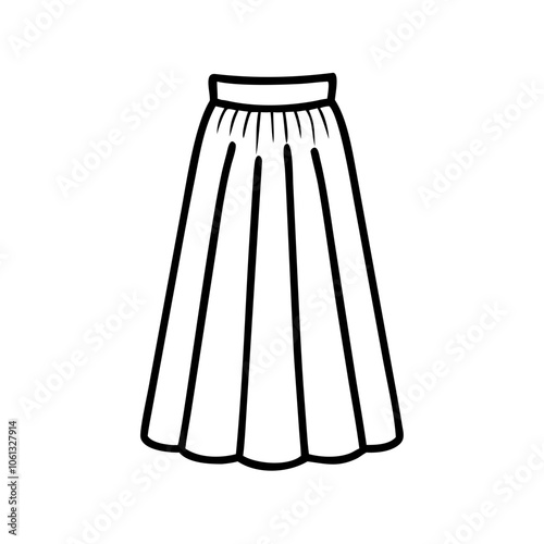 maxi skirt  vector icon, dress icon, vector clothing icon - simple vector illustration of a maxi skirt , in a simple and clean style, for business and fashion graphics. clothing flat illustration.