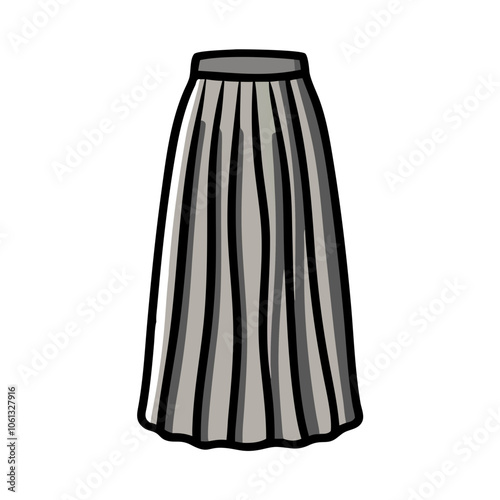 maxi skirt  vector icon, dress icon, vector clothing icon - simple vector illustration of a maxi skirt , in a simple and clean style, for business and fashion graphics. clothing flat illustration.