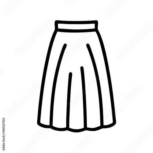 maxi skirt  vector icon, dress icon, vector clothing icon - simple vector illustration of a maxi skirt , in a simple and clean style, for business and fashion graphics. clothing flat illustration.